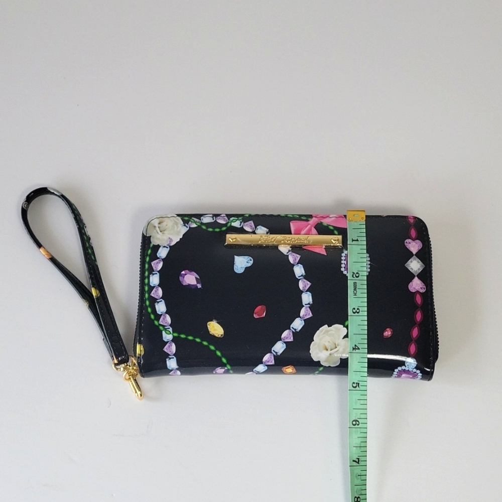 Betsey Johnson multicolor  Jewel print  black faux patent leather wallet… - Picture 9 of 9